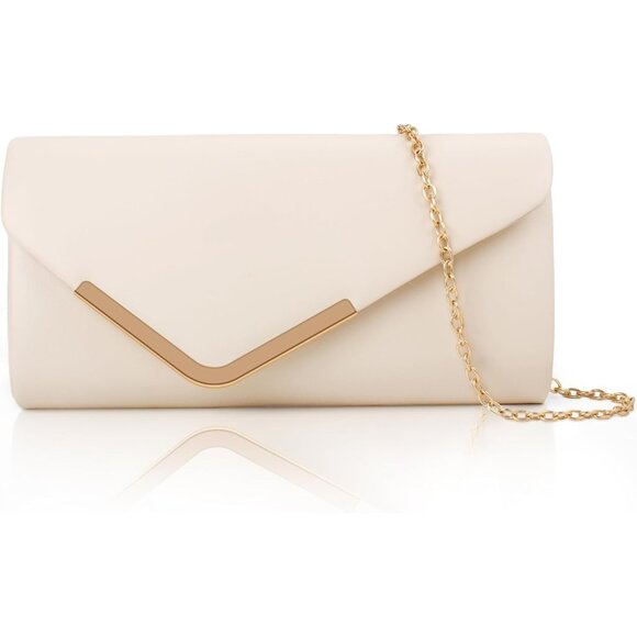 Women Nude Trendy Clutch Purses Evening Fashion Envelope Cross-Body Handbags - Picture 1 of 7